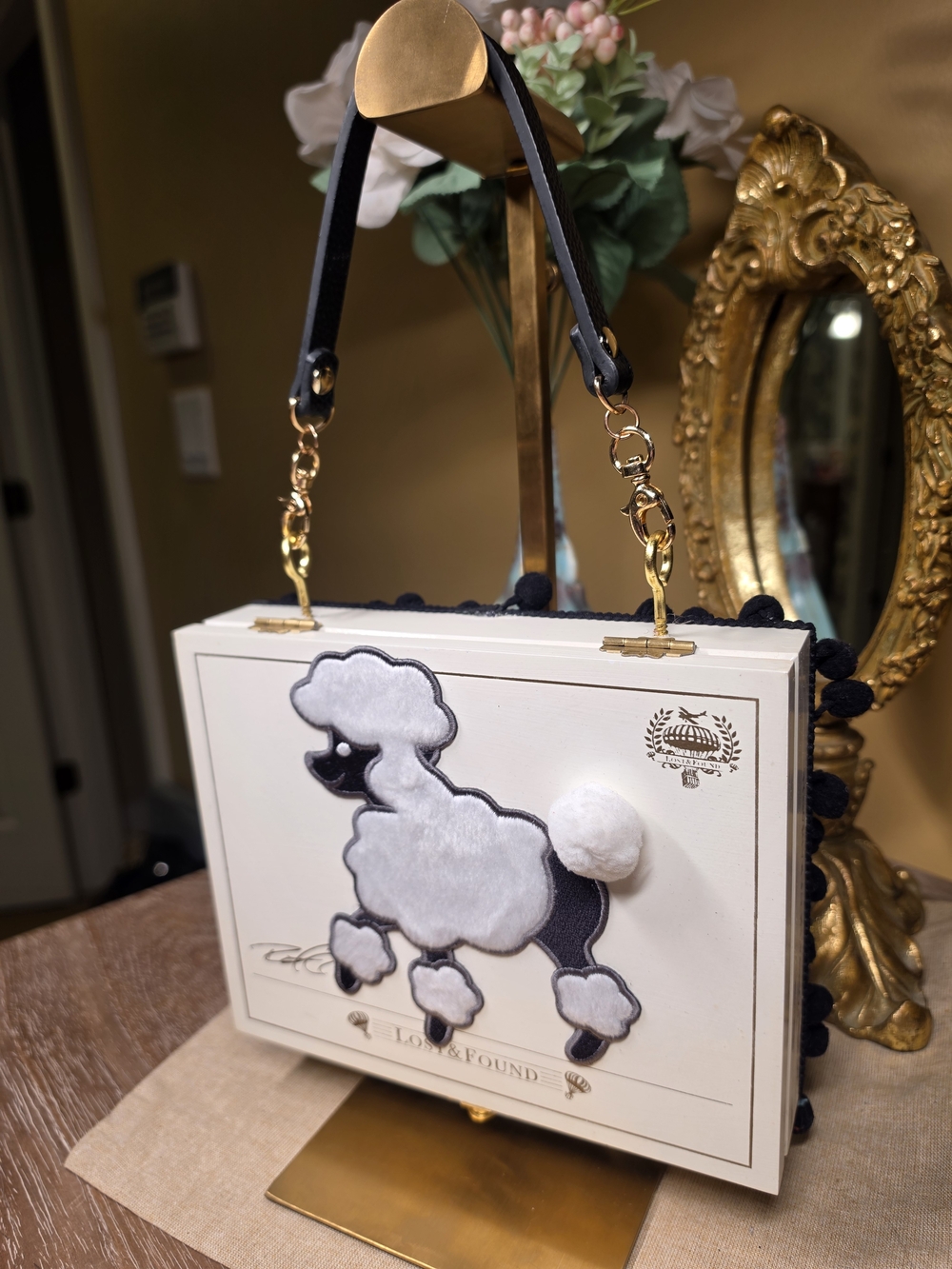 White Poodle Cigar Box Handbag - Lost & Found Handcrafted NWT! - Picture 2 of 5
